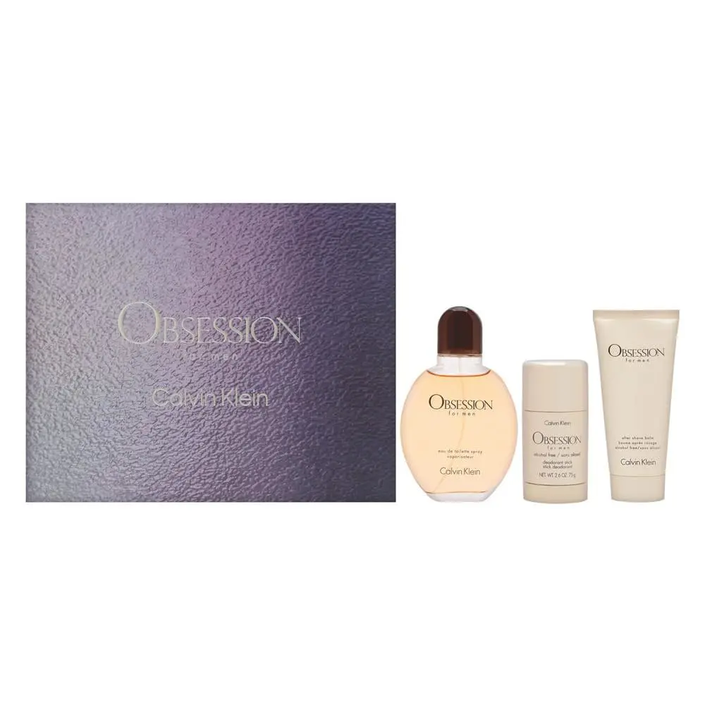 Obsession by Calvin Klein For Men 3 Piece Set 4.2 oz Eau de Toilette Spray
