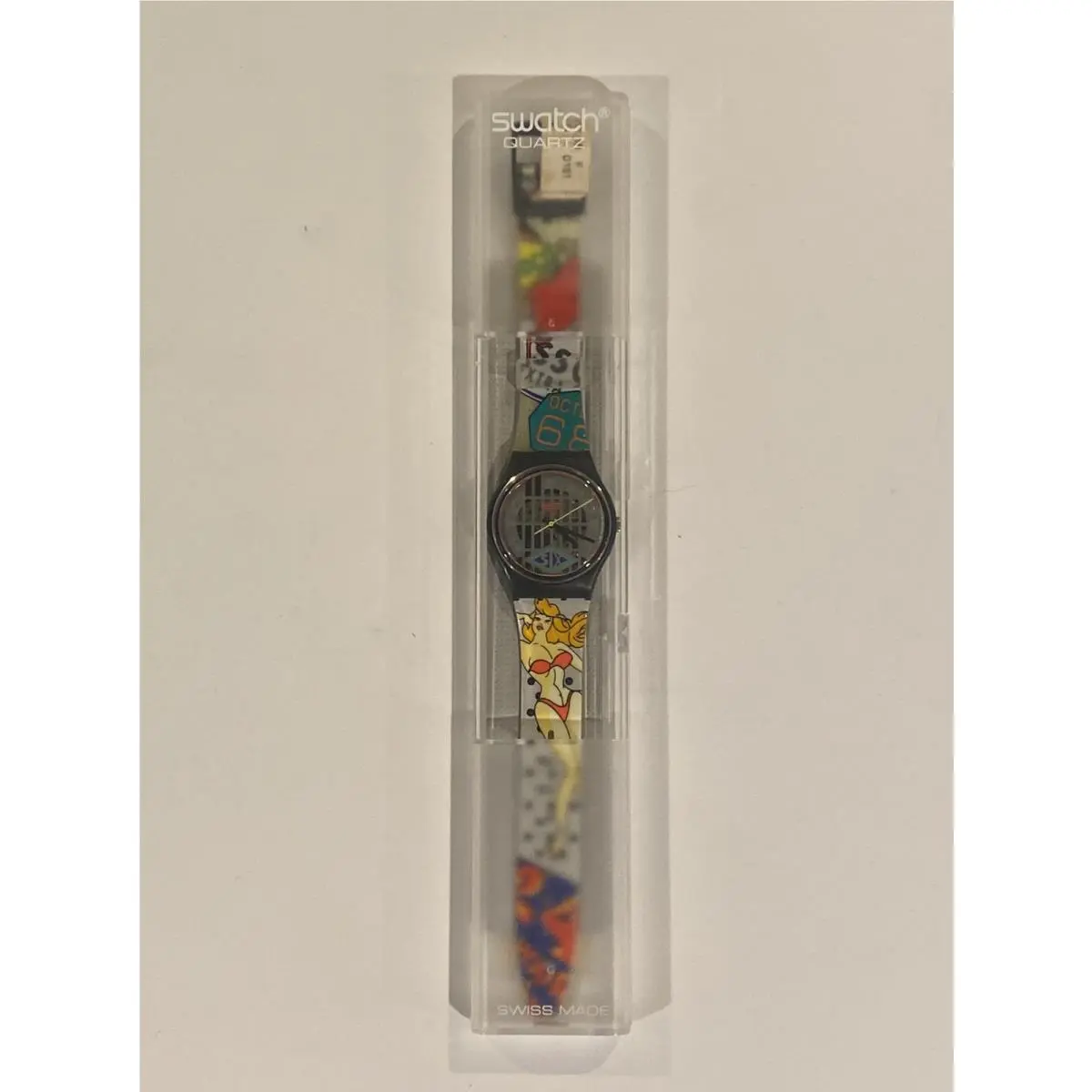 1993 Swatch Watch Big Enuff GB151 with Case Paperwork Rare Mint Pin Up