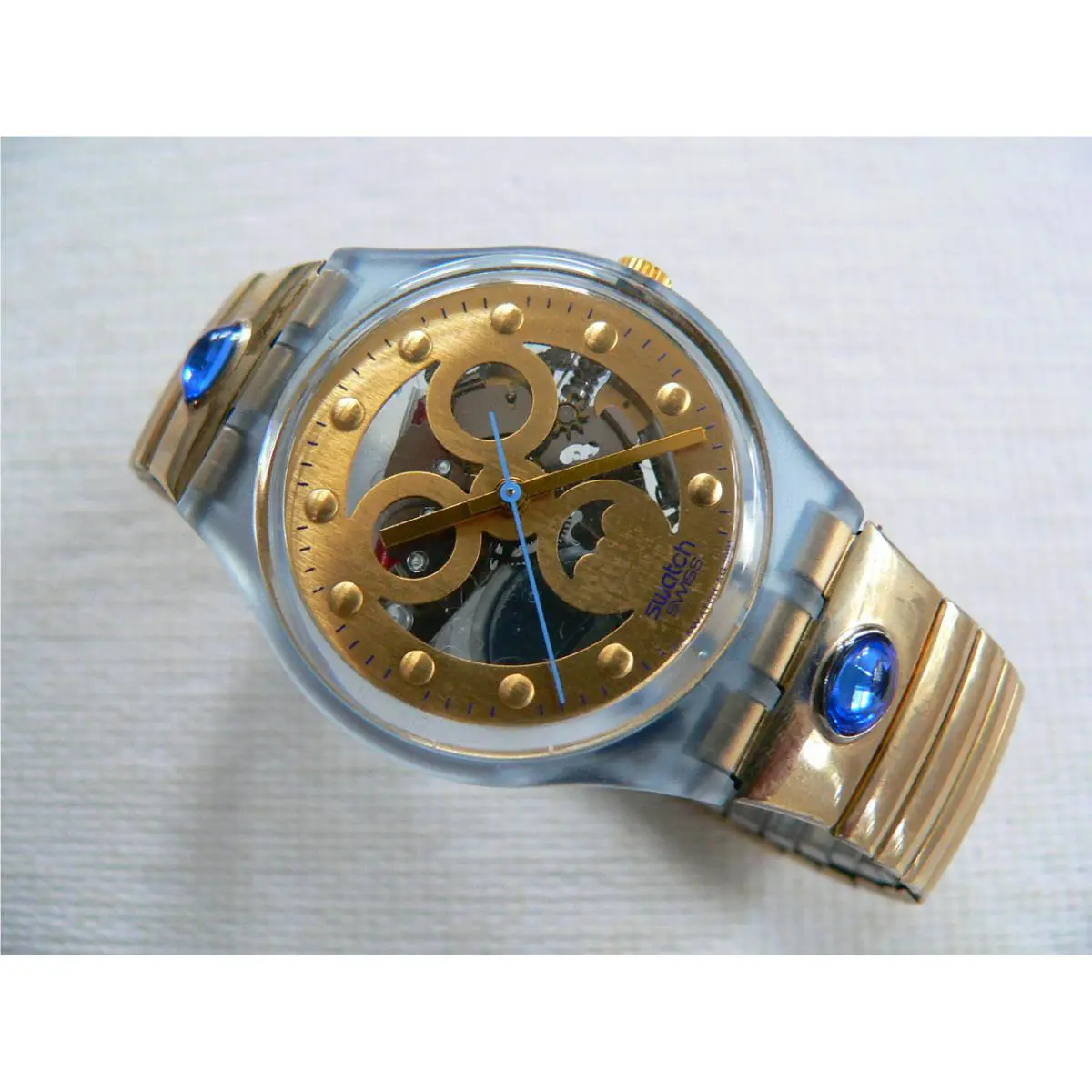 1992 Swatch Watch Gold Smile Flex Small Metal Band GN123