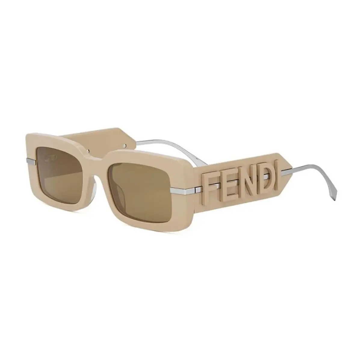 FE40133I 57E Square Shiny Brown/brown 51 mm Woman`s Sunglasses Frame by Fendi