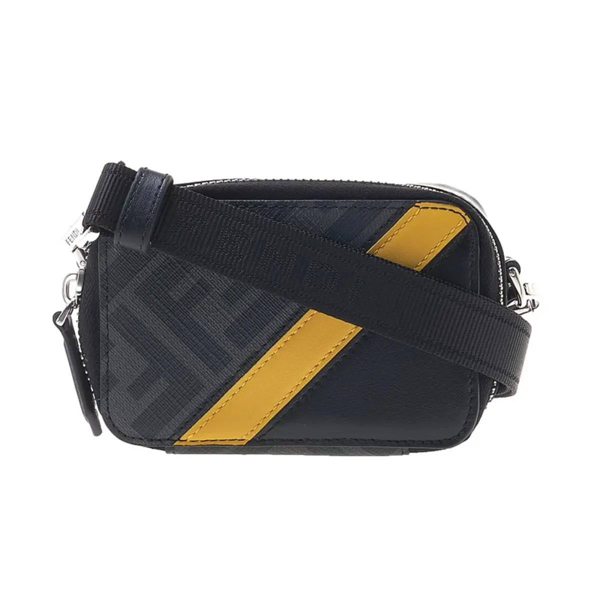 FF Diagonal Stripe Black Mini Camera Crossbody Bag 7M0344 by Fendi