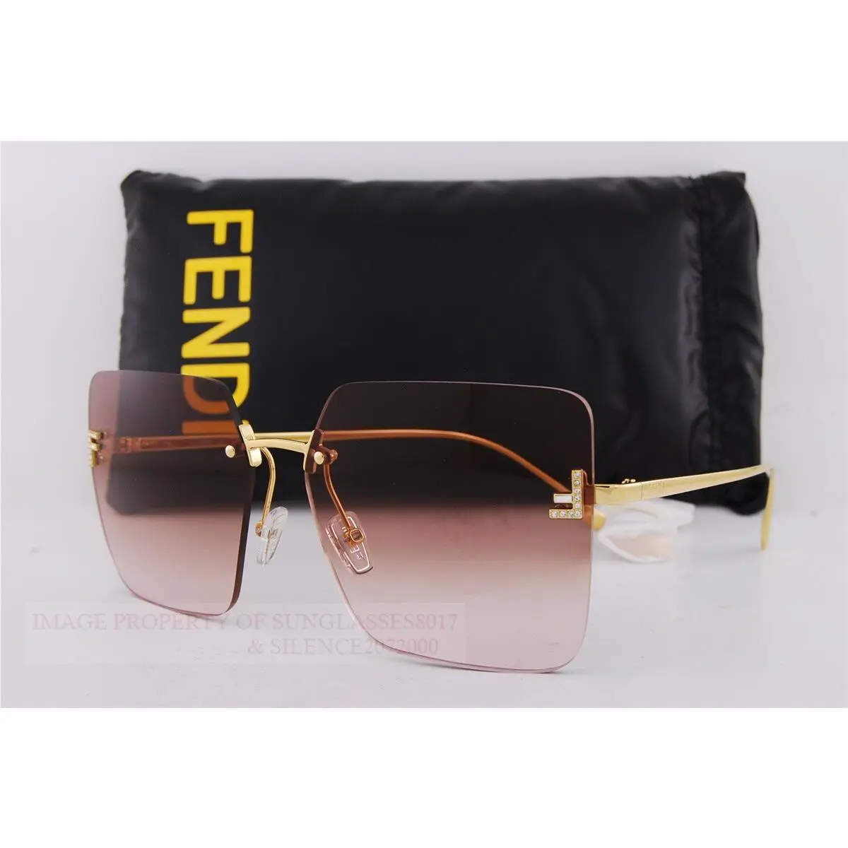 Fendi FE 4082 US 30T Shiny Crystal Endura Gold Brown Lens Women Sunglasses