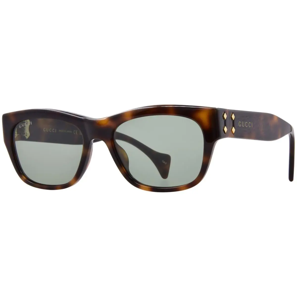 Gucci GG1706S 002 Sunglasses Men`s Havana/green Lenses Rectangle Shape 55mm - Frame: Havana, Lens: Green