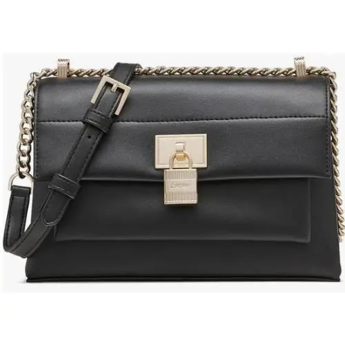 Dkny Evie Flap Shoulder Bag R41EDC63 Black Gold Small Casual Dress Cocktail