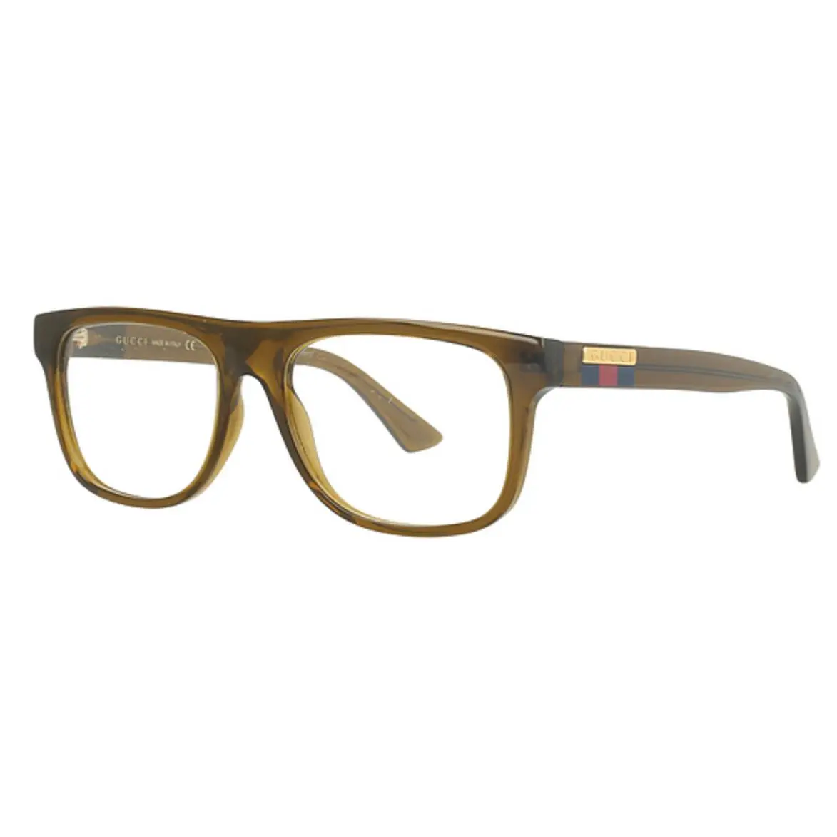 Gucci Eyeglasses Frames GG1117O 002 Transparent Polished Brown Square 56-17-145