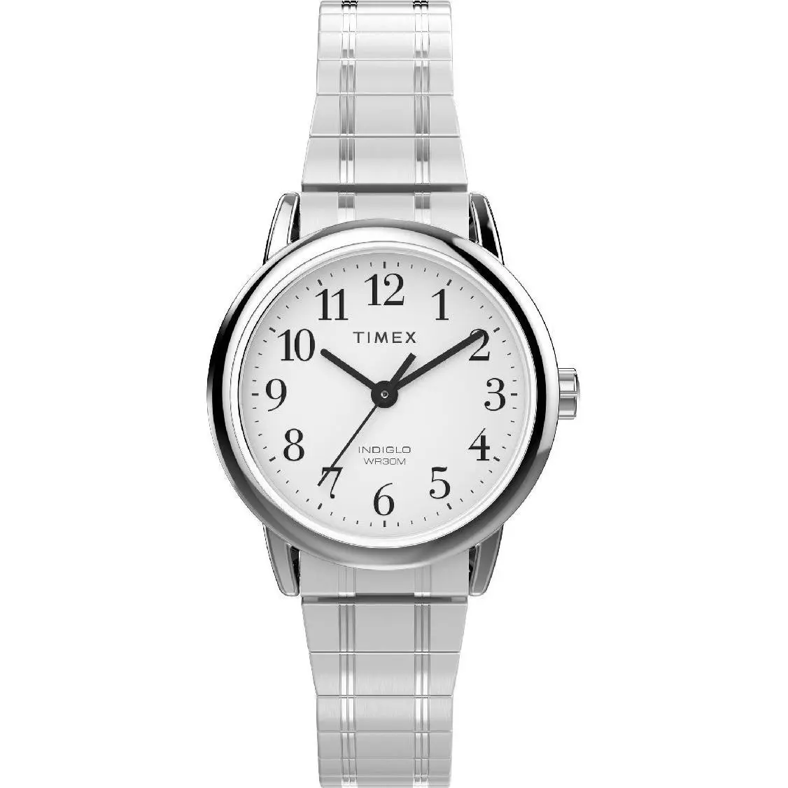 Timex Women`s Easy Reader 25mm Expansion Band Watch TW2W52300 - Dial: White, Band: Silver, Bezel: Silver