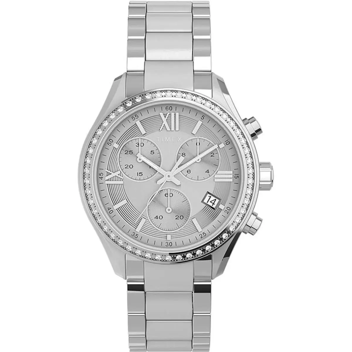 Timex TW2V57600 Women`s Chronograph Analog Watch Silver-tone Bracelet