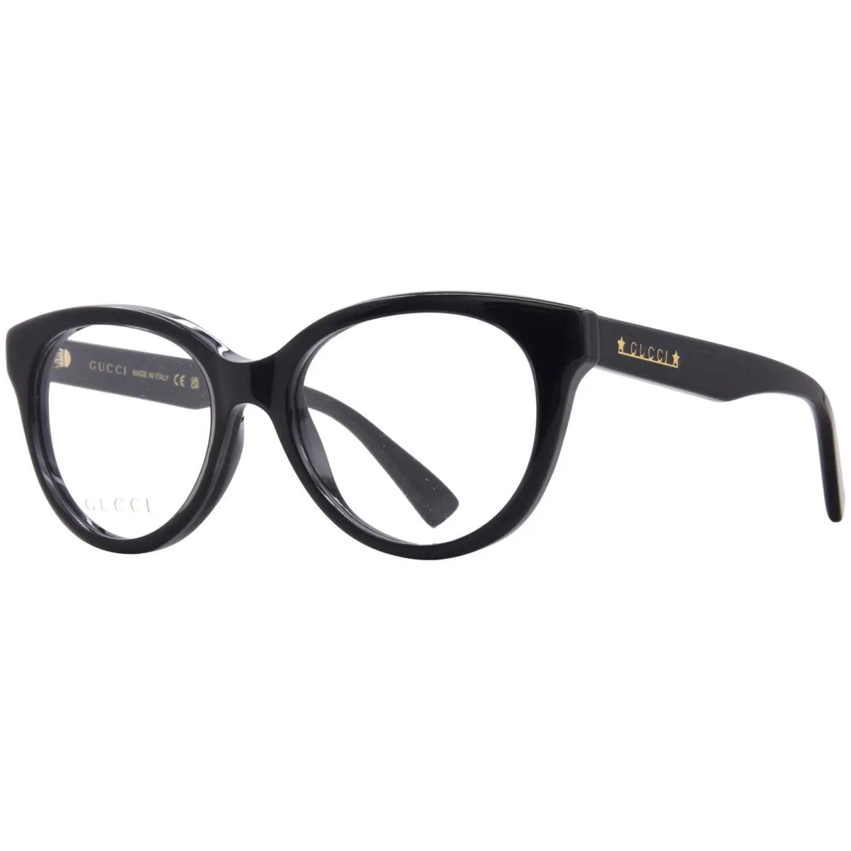 Gucci GG1590O 004 Eyeglasses Womens Grey Crystal/black Full Rim Round Shape 52mm