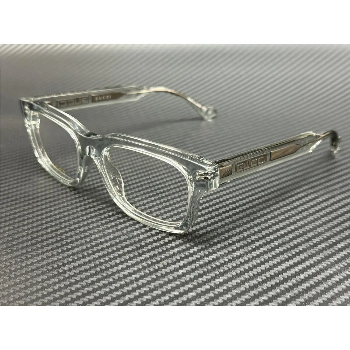 GG1731O 003 Grey Transparent Men`s 54 mm Eyeglasses by Gucci