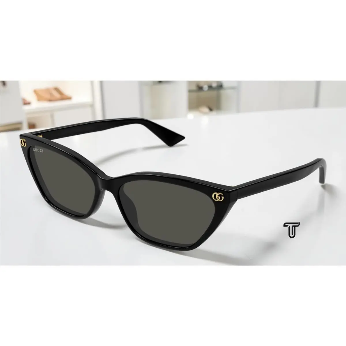 Gucci GG1815S 001 Black Black Grey Lens 58 mm Cat Eye Women`s Sunglasses