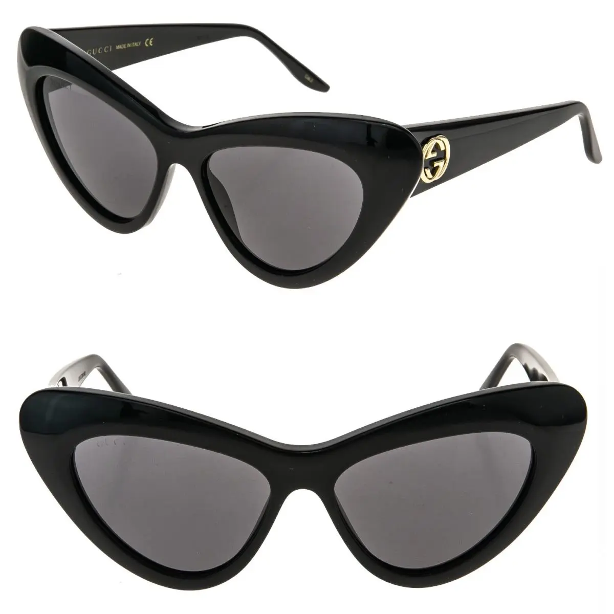 Gucci Gg0895s 0895 Black Cat Eye Runway 001 Retro Fashion Chunky Sunglasses
