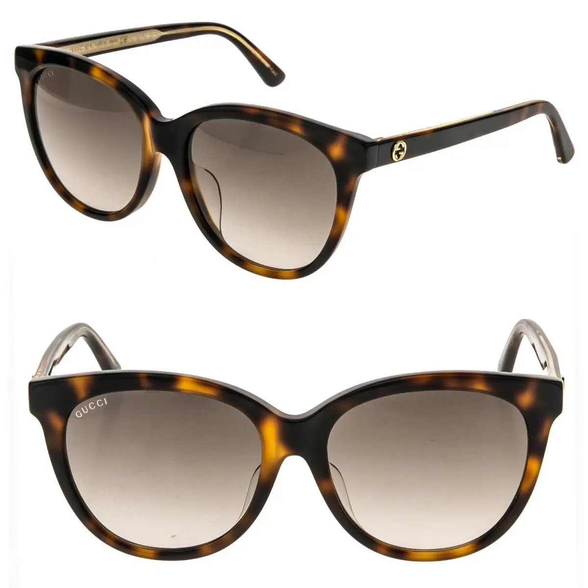 Gucci GG0081S 0081 Crystal Havana Brown Gradient Butterfly Sunglasses Women 003