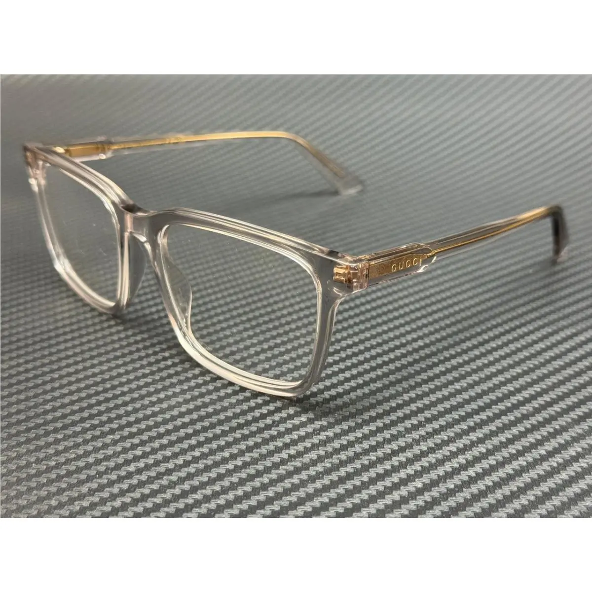 GG1120O 007 Grey Transparent Men`s 55 mm Eyeglasses by Gucci