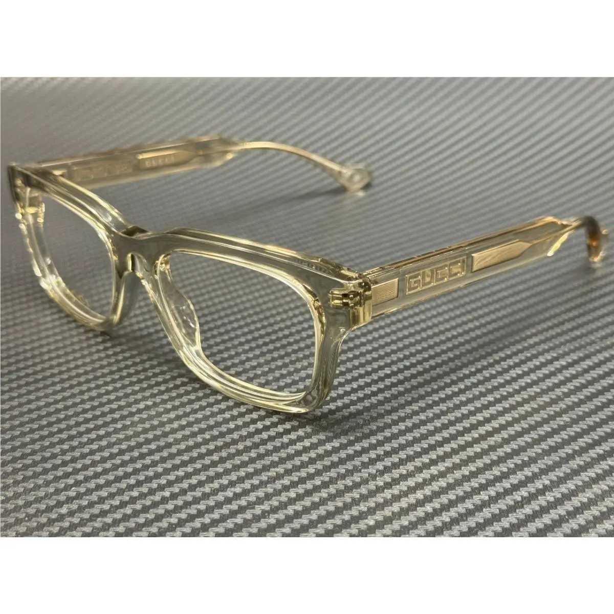 GG1731O 004 Green Transparent Men`s 54 mm Medium Eyeglasses by Gucci