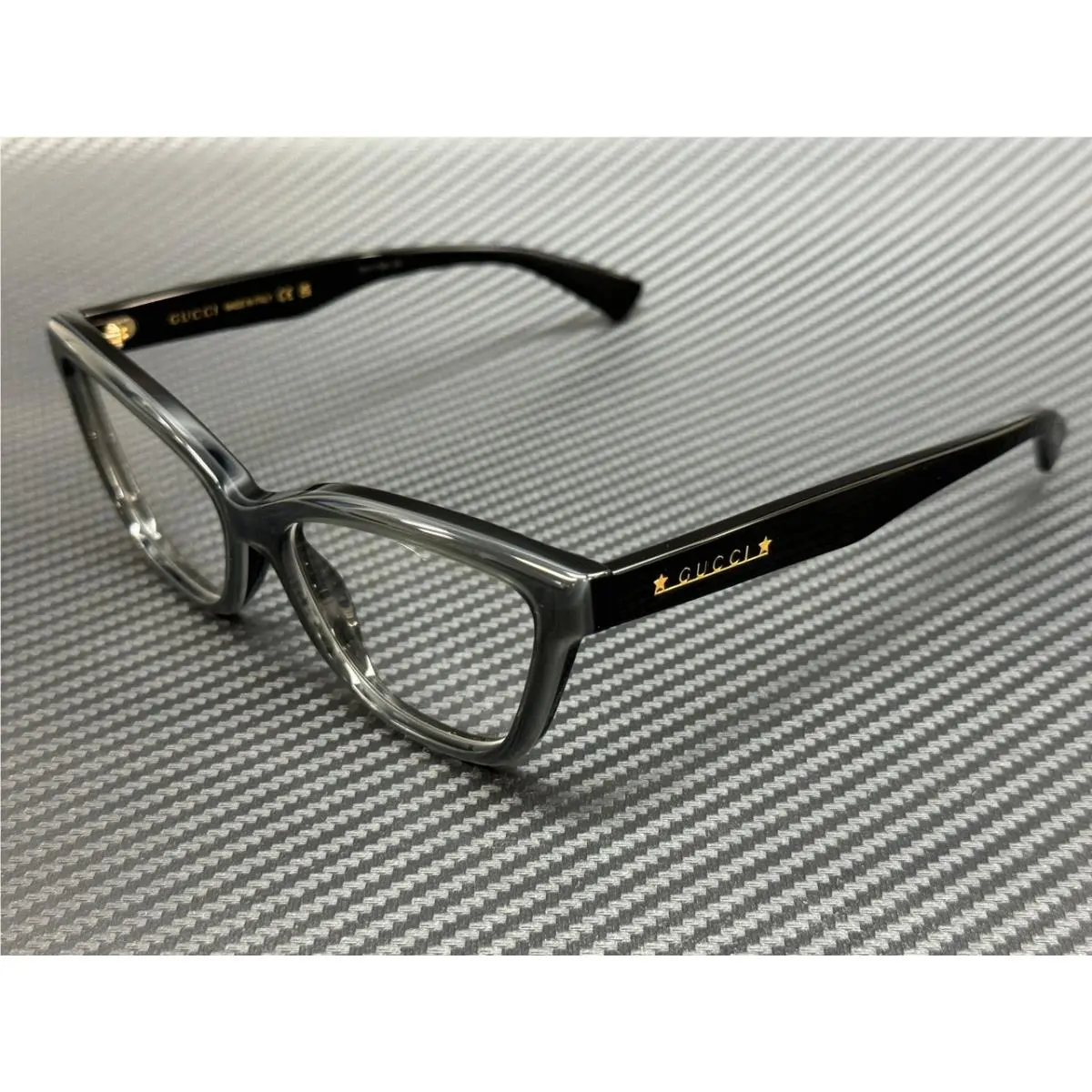 GG1589O 001 Black Transparent Women`s 55 mm Eyeglasses by Gucci