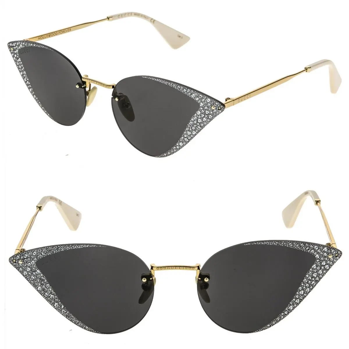 Gg0898S Hollywood Forever 0898 Gold Black Crystal Pave 001 Sunglasses by Gucci