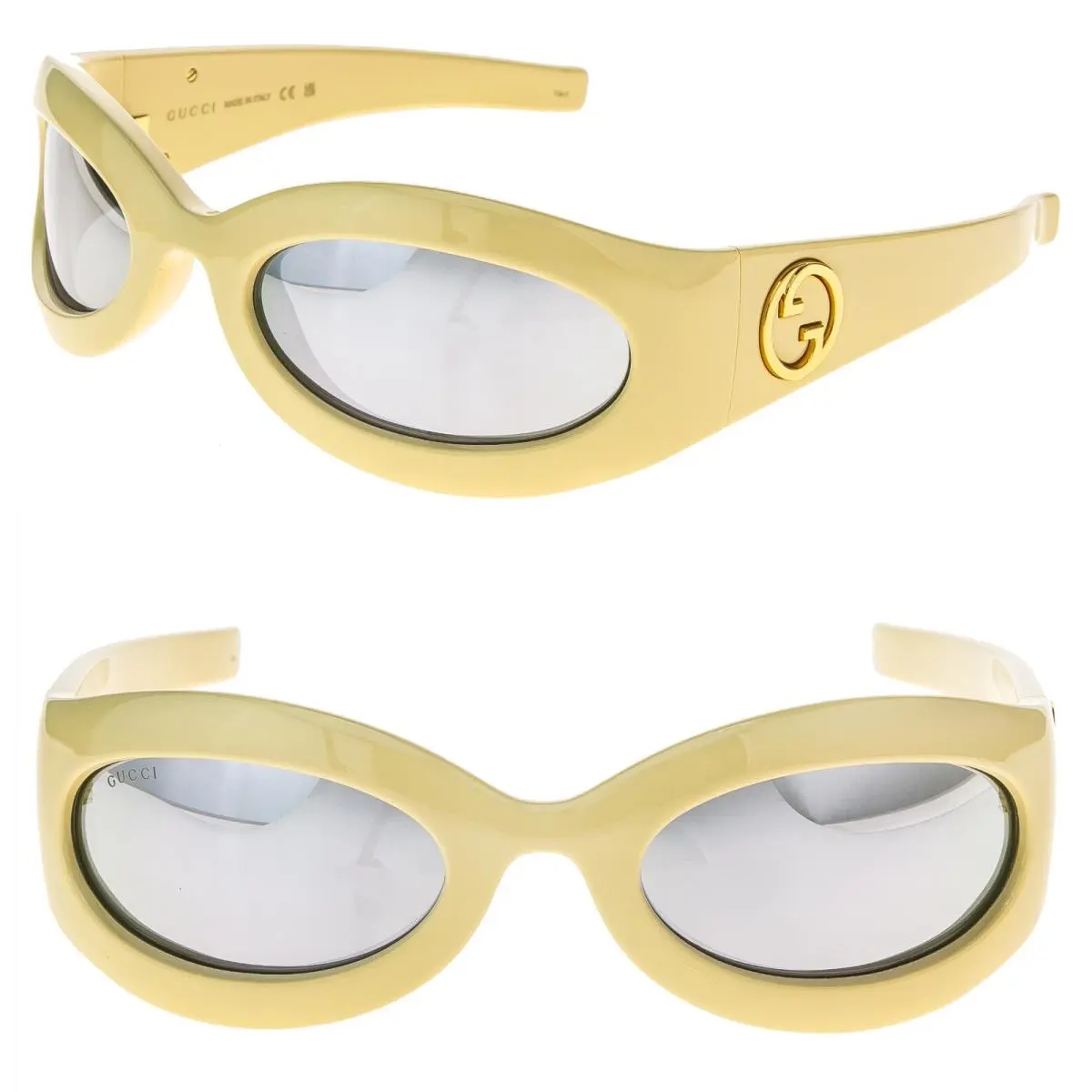 Gucci GG1247S Love 1247 Ivory Silver Wrap Ninja Unisex Mirror Sunglasses 004