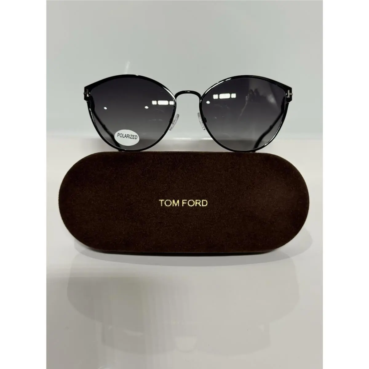 Tom Ford TF557 Black Metal Woman w. Custom Polarized Gray Gradient Sunglasses