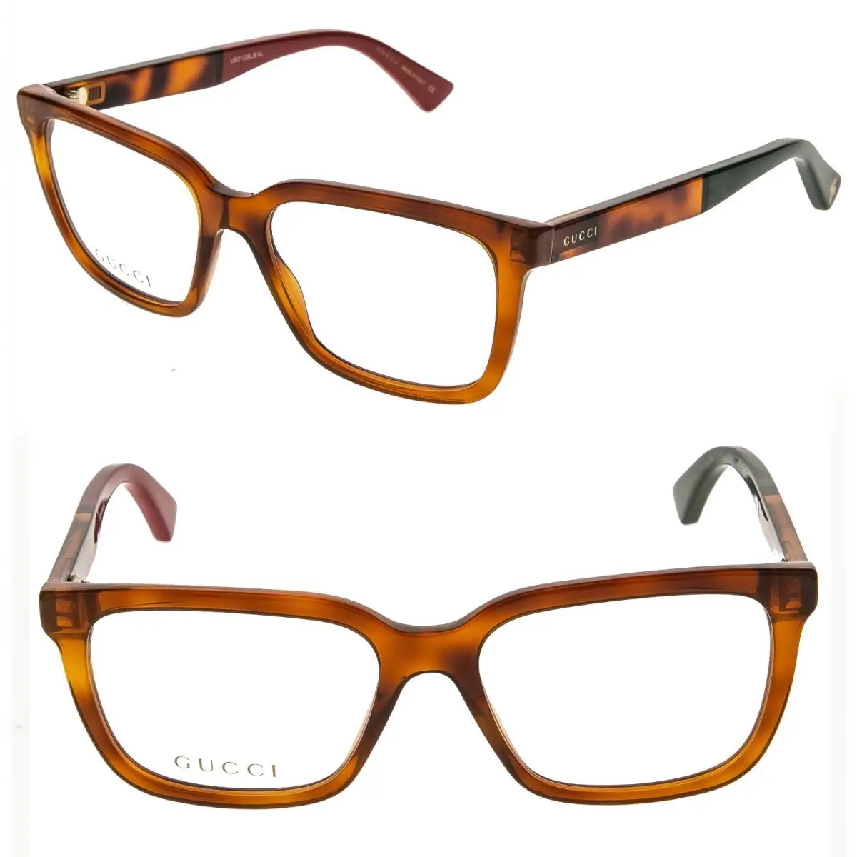 Gucci GG0160O 0160 Tortoise Red Green Eyeglasses Optical Frame 53mm Unisex 004