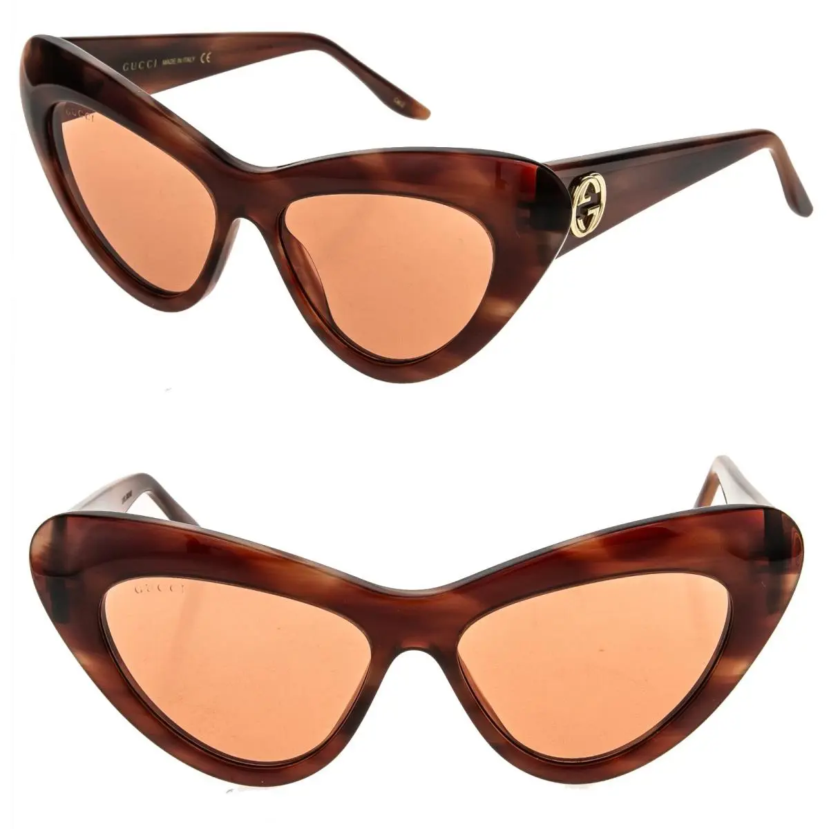 Gucci Gg0895s 0895 Havana Orange Cat Eye Runway 004 Fashion Chunky Sunglasses