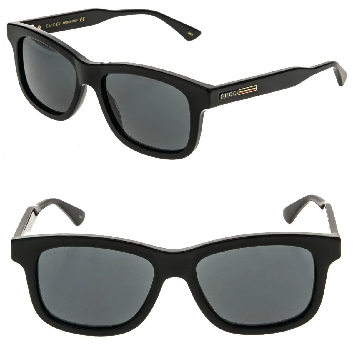 Gucci Gg0824s 0824 Black Rectangular Logo Unisex 001 Sport Fashion Sunglasses
