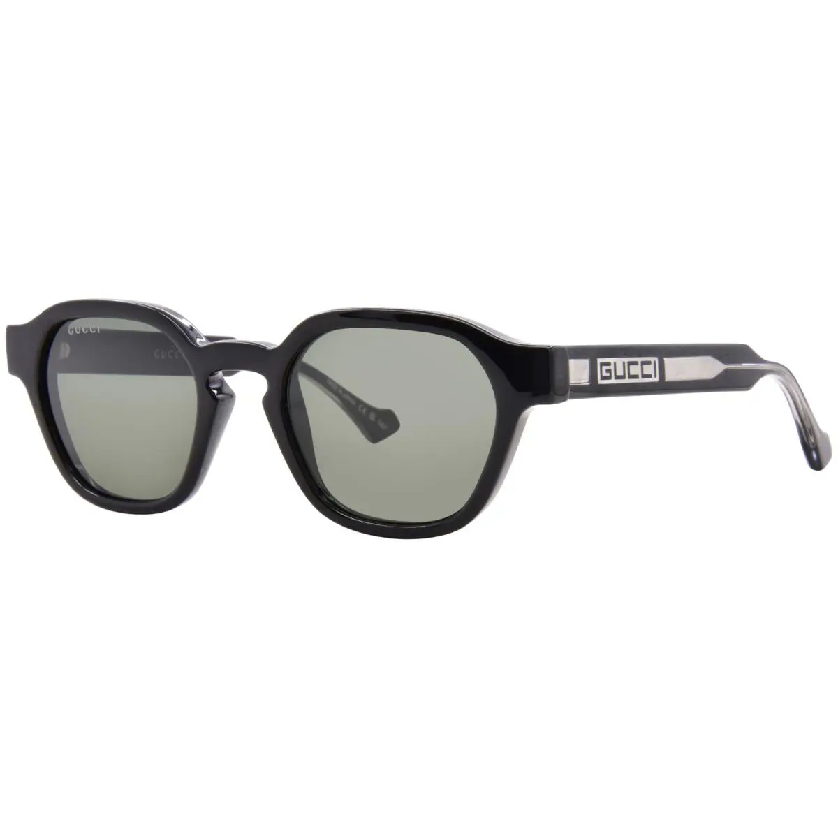 Gucci GG1730S 001 Sunglasses Men`s Black/crystal/grey Lenses Square Shape 50mm