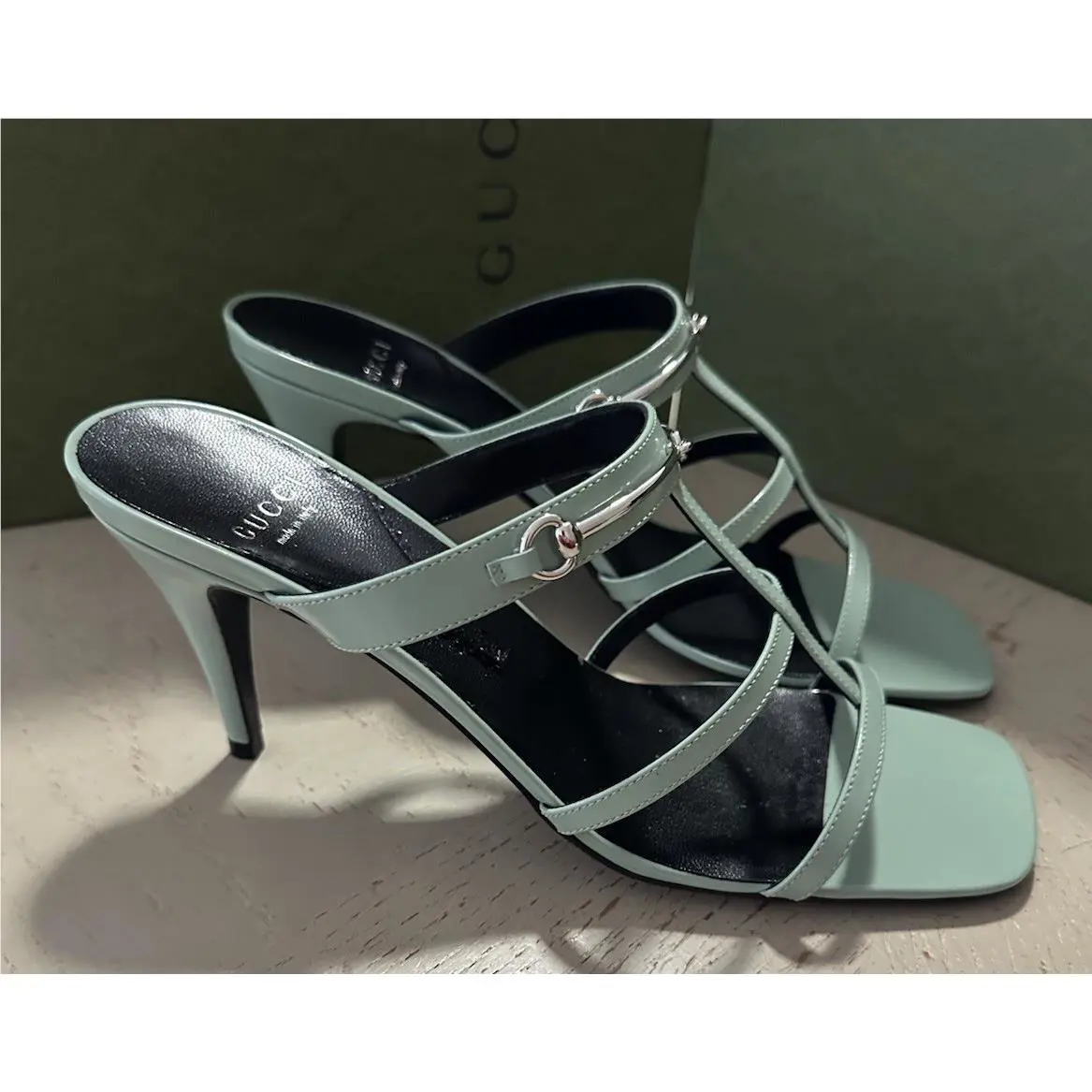 Gucci Women Leather Sandal Shoes Pasific Green 9.5 US/39.5 Eu 776643