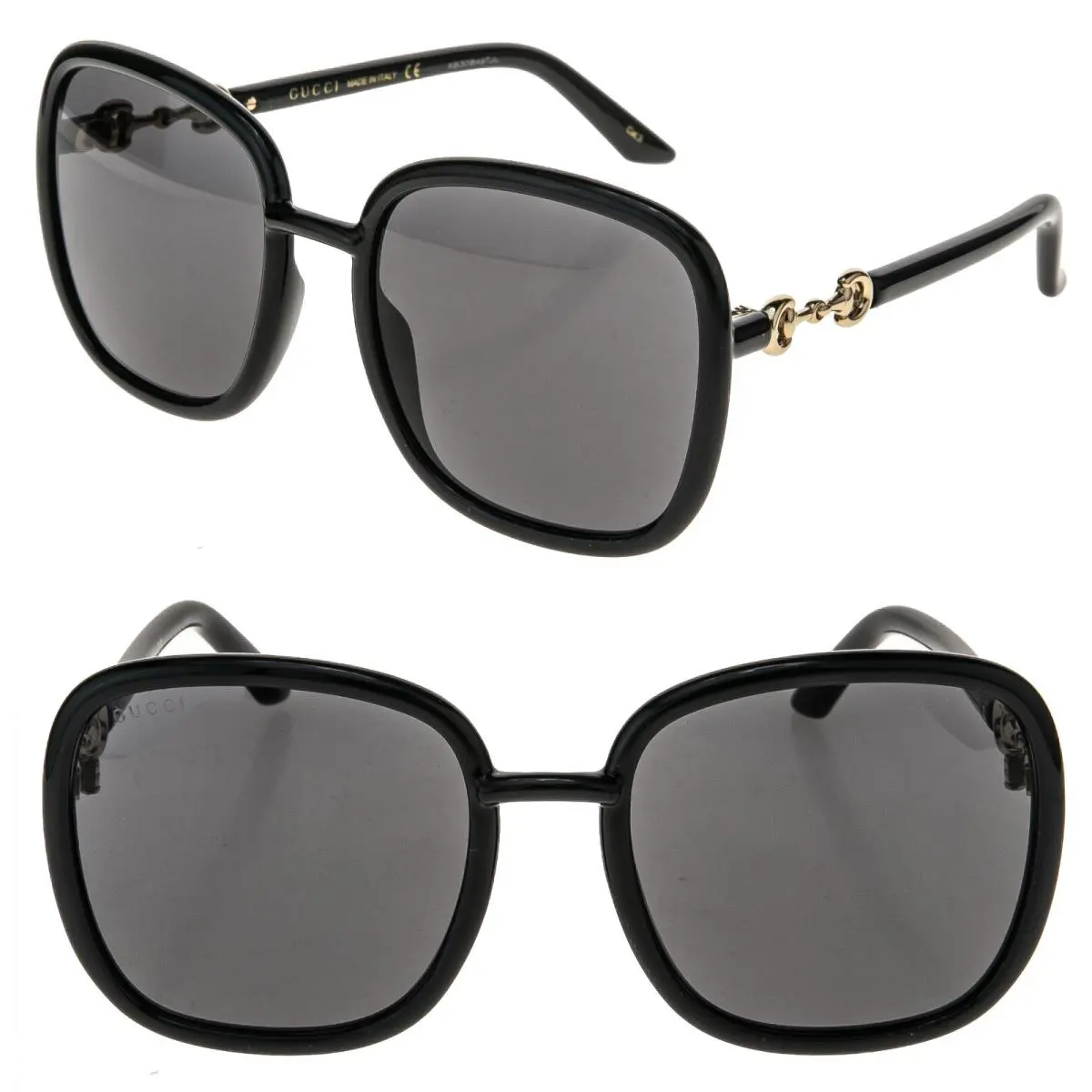 Gucci Gg0893s Horsebit 0893 Gold Black Rectangular 001 Retro Fashion Sunglasses