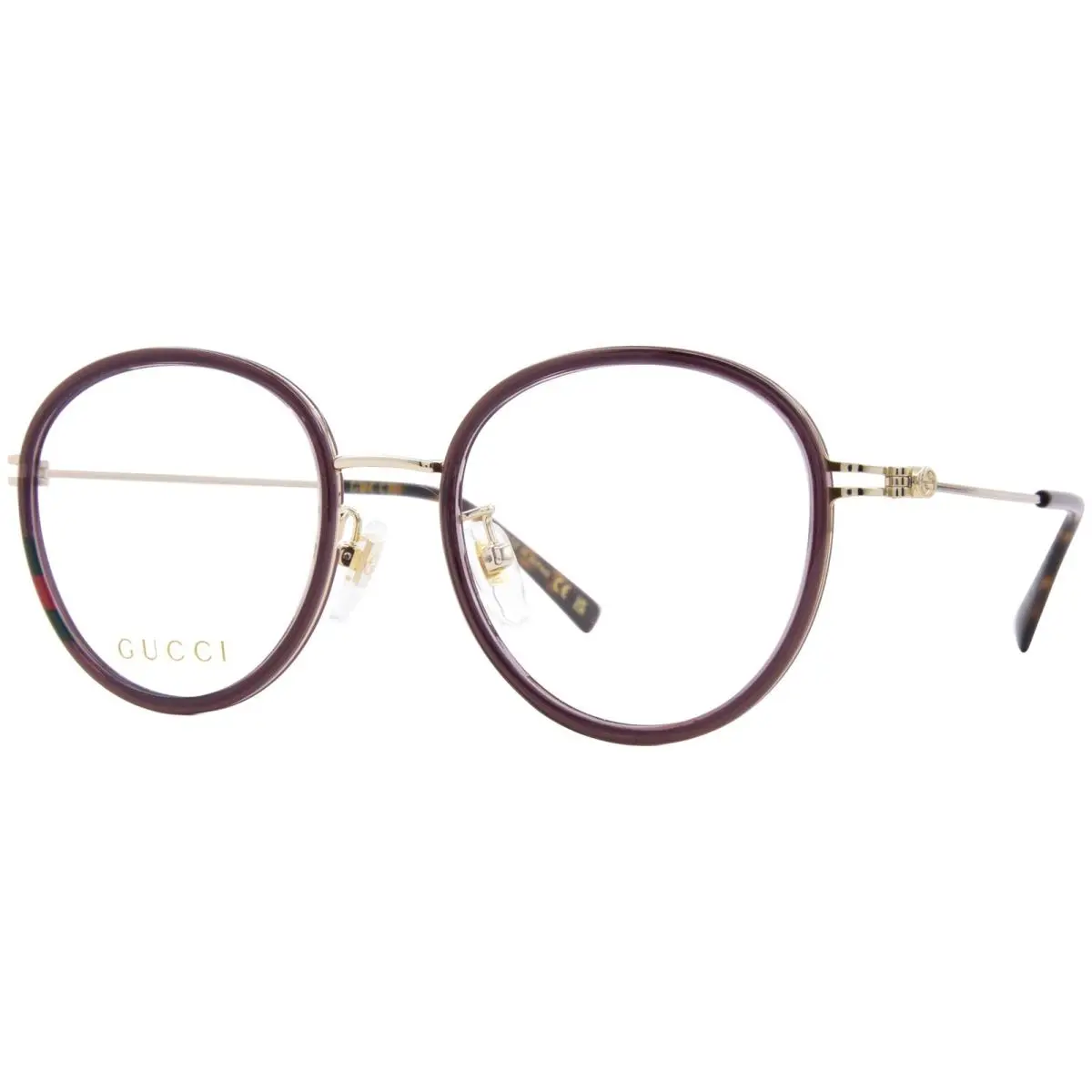 Gucci GG1851OA 007 Eyeglasses Women`s Brown/gold Full Rim Round Shape 50mm