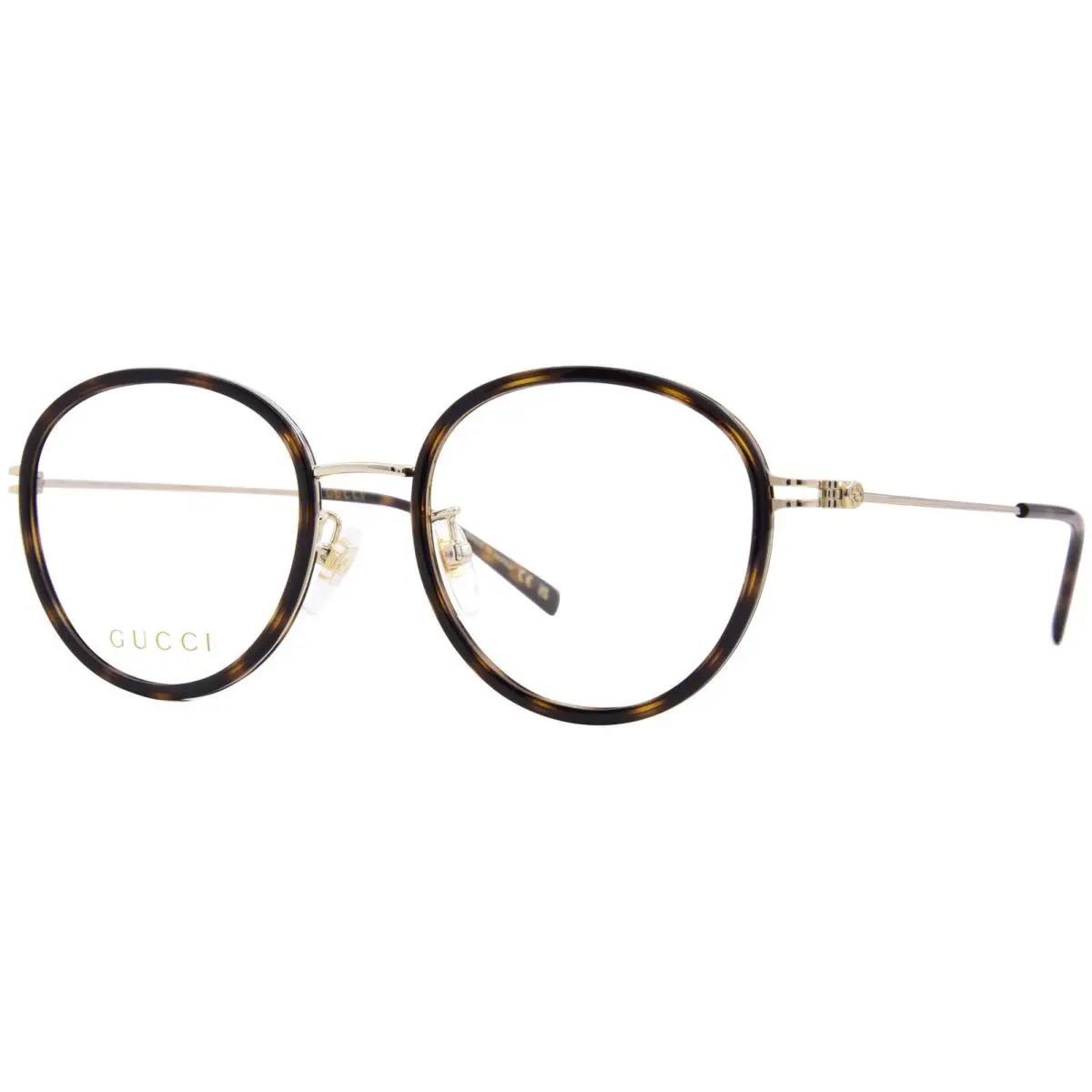 Gucci GG1851OA 007 Eyeglasses Women`s Brown/gold Full Rim Round Shape 50mm