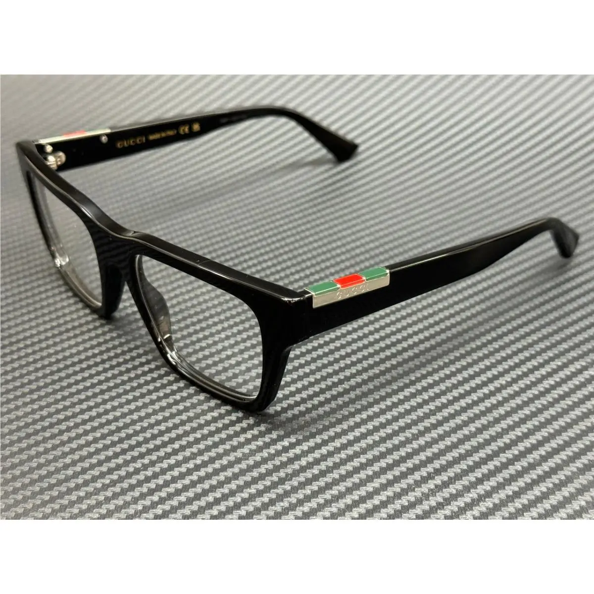 GG1889O 005 Black Silver Men`s Large 53 mm Eyeglasses by Gucci