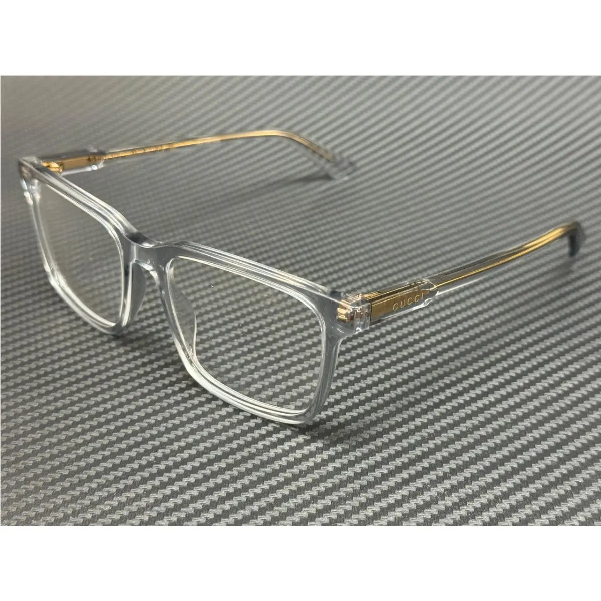 GG1120O 005 Light Blue Transparent Men`s 55 mm Large Eyeglasses by Gucci