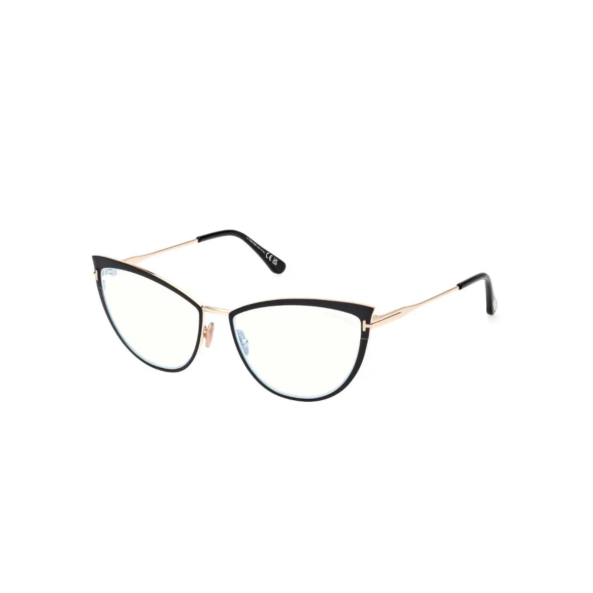 Tom Ford FT5877-B 001 Shiny Black/gold/clear Blue Light Block 56mm