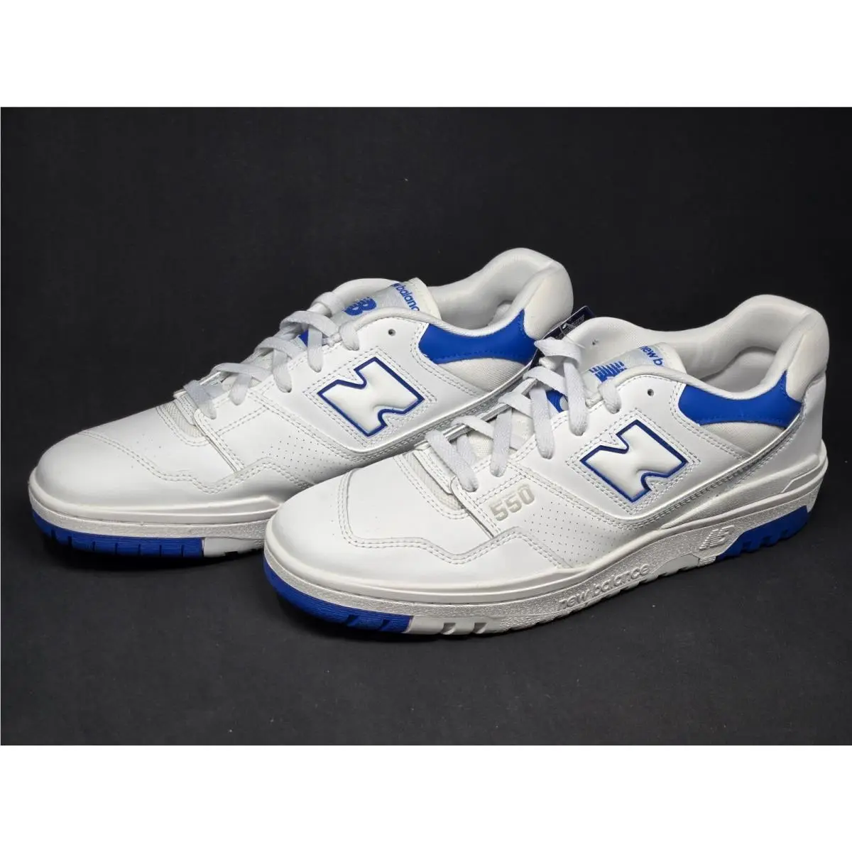 New Balance 550 Men`s Size 12 White Cobalt Blue Leather Shoes BB550SWC Nby