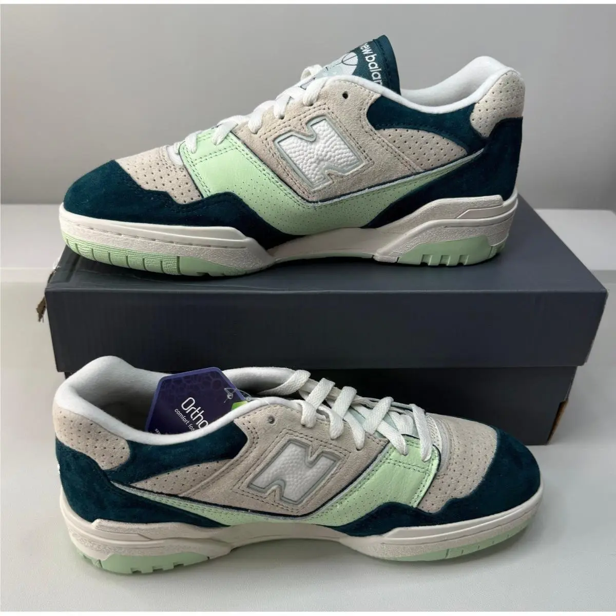 New Balance 550 Green Grey Suede BB550FLV Sneakers Mens 8.5 Womens 10 New