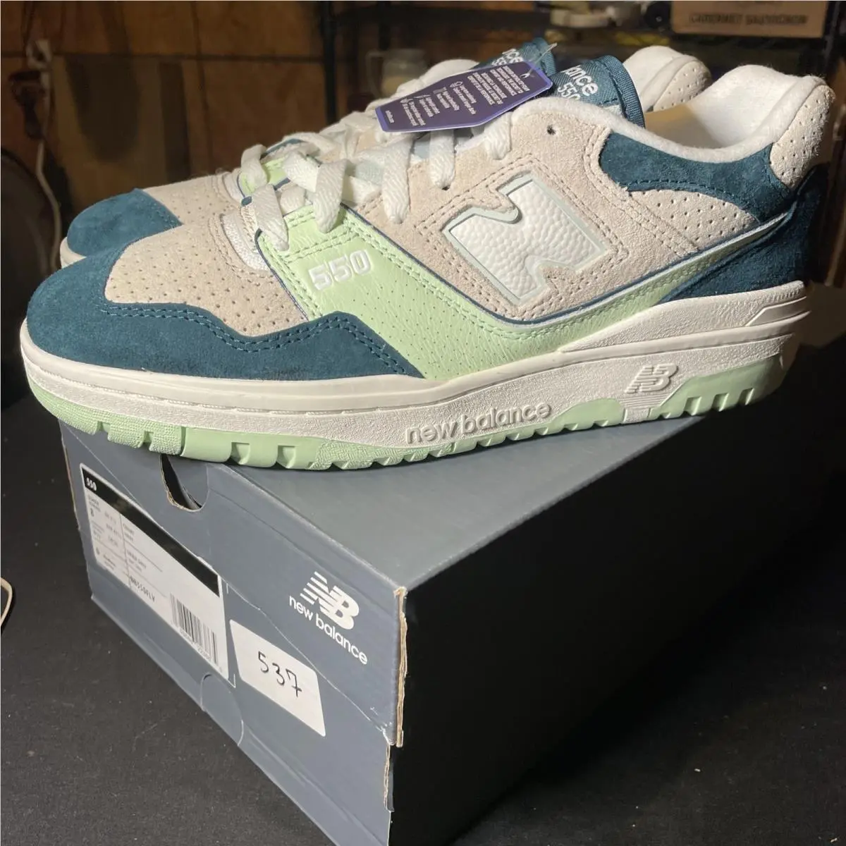 New Balance 550 Clay Ash Melon Water BB550FLV Men Size 8 Ortholite