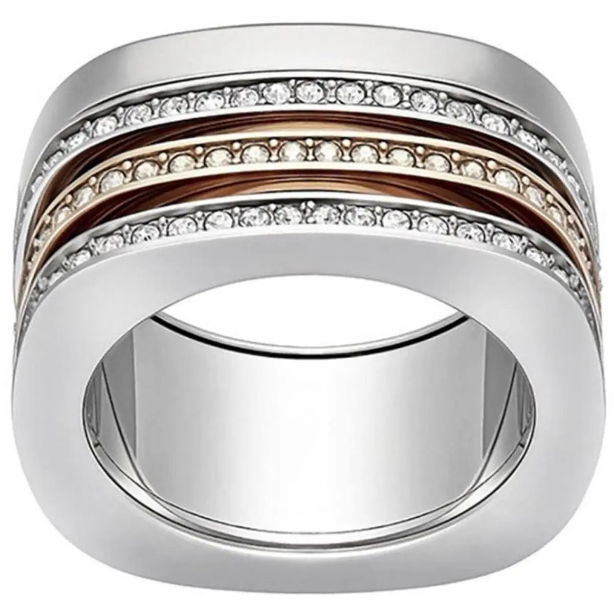 Swarovski Women`s Ring Vio Two Tone Rhodium and Rose Gold Plated Size 8 5184229 - Gold