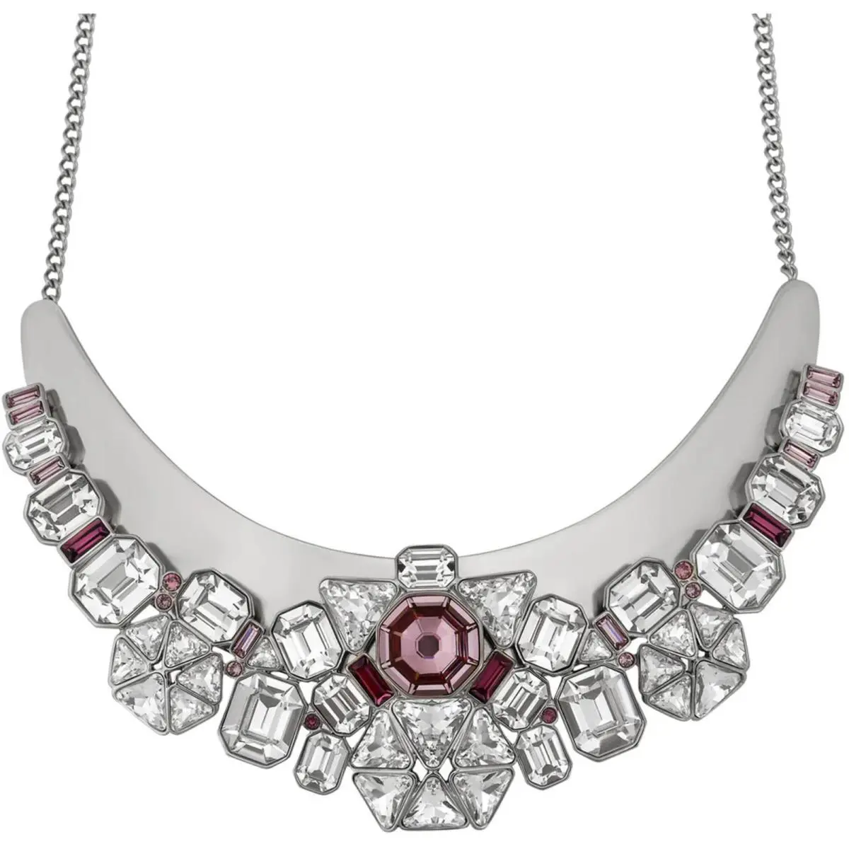 Swarovski Women`s Necklace Diana Palladium Plated with Multi-stone Bib 5141353