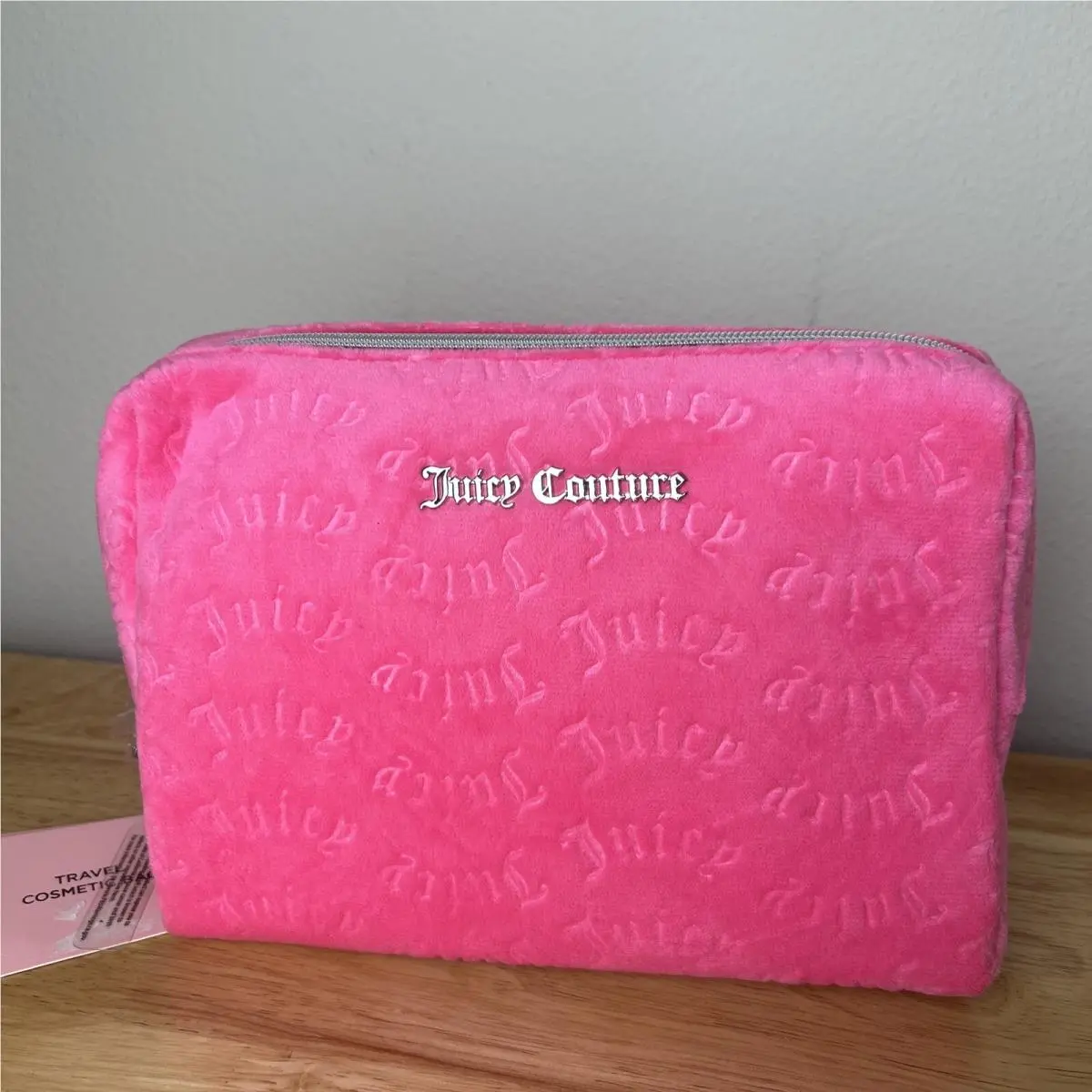 Juicy Couture Hot Pink Soft Velour Cosmetic/ Travel Bag W/toiletry Bottle