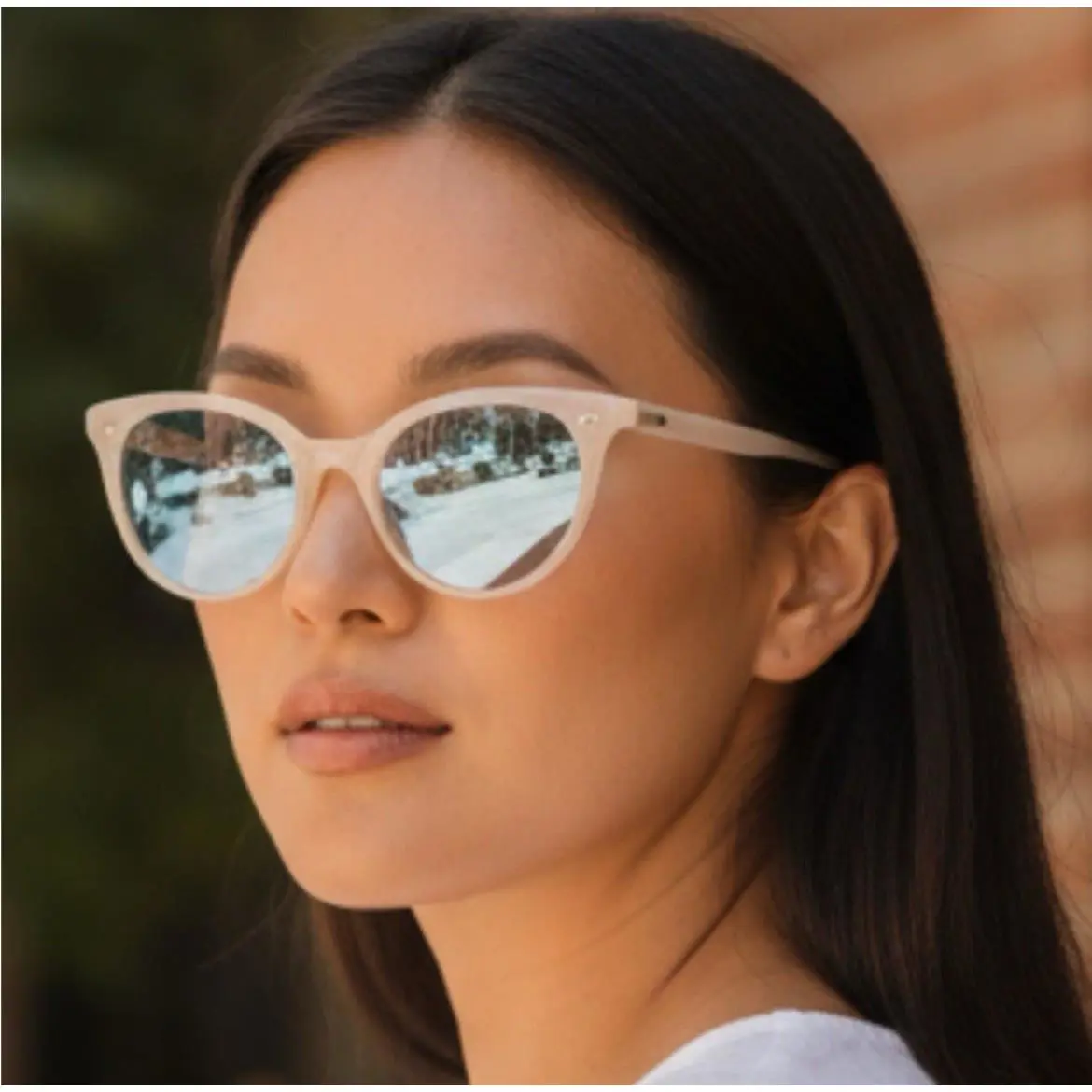 Garrett Leight Dillon Light Blue Mirror Lens Women`s Sunglasses 50-21 mm Case