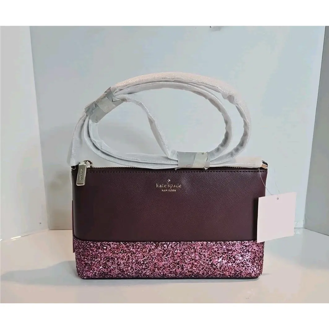 Kate Spade New York Flash Glitter Mixed Cherrywood Crossbody Shoulder Purse