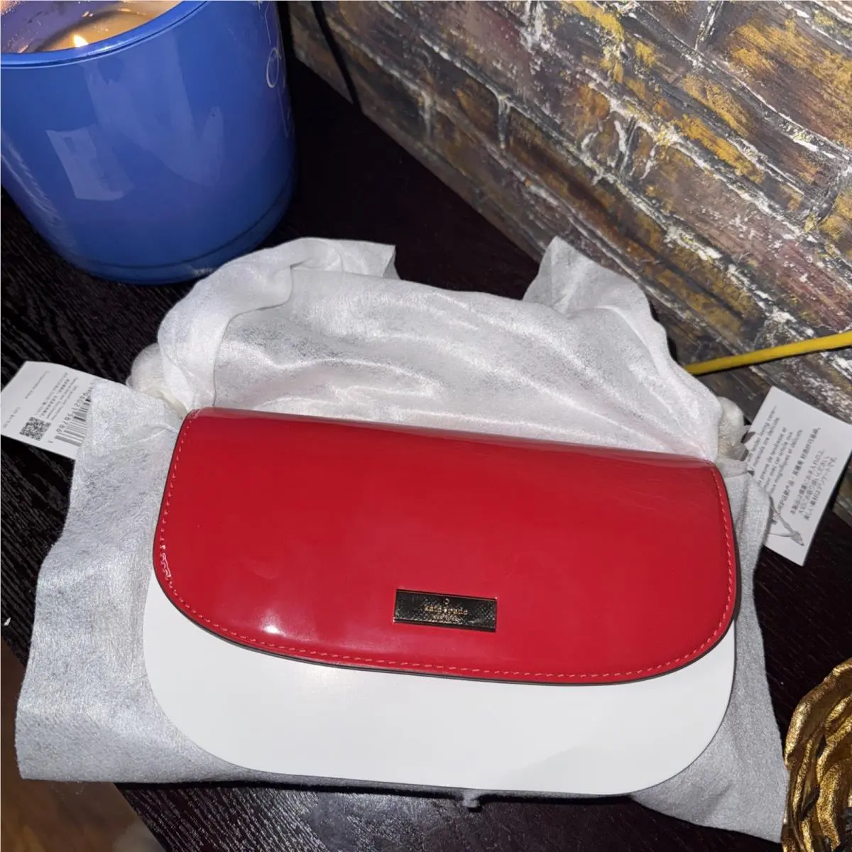 Kate Spade Krista Ruby Red Patent Chain Crossbody Bag KK102 Purse