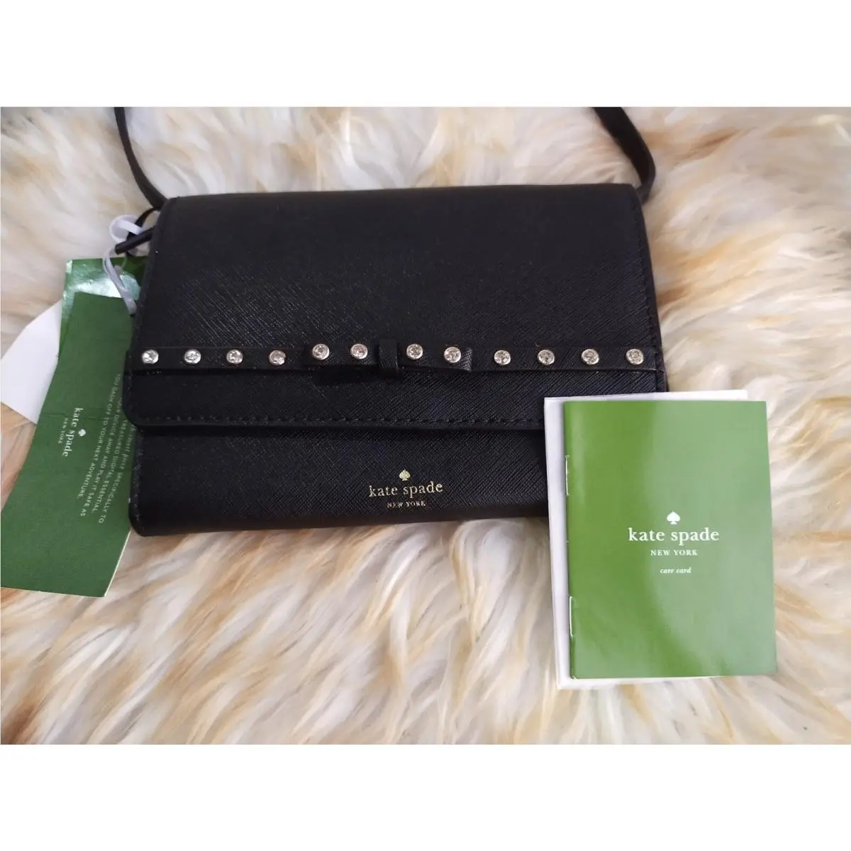 Kate Spade Jeweled Cross Body Bag New/tags Not Copy Leather Black