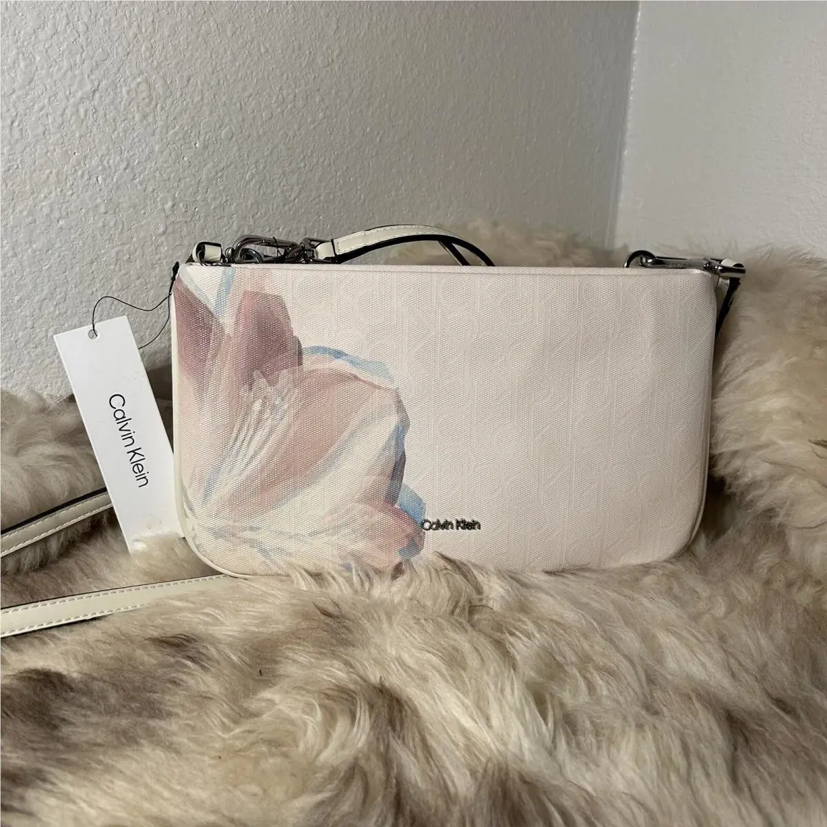 Calvin Klein Terra Double Zip Crossbody - Beautiful Cream
