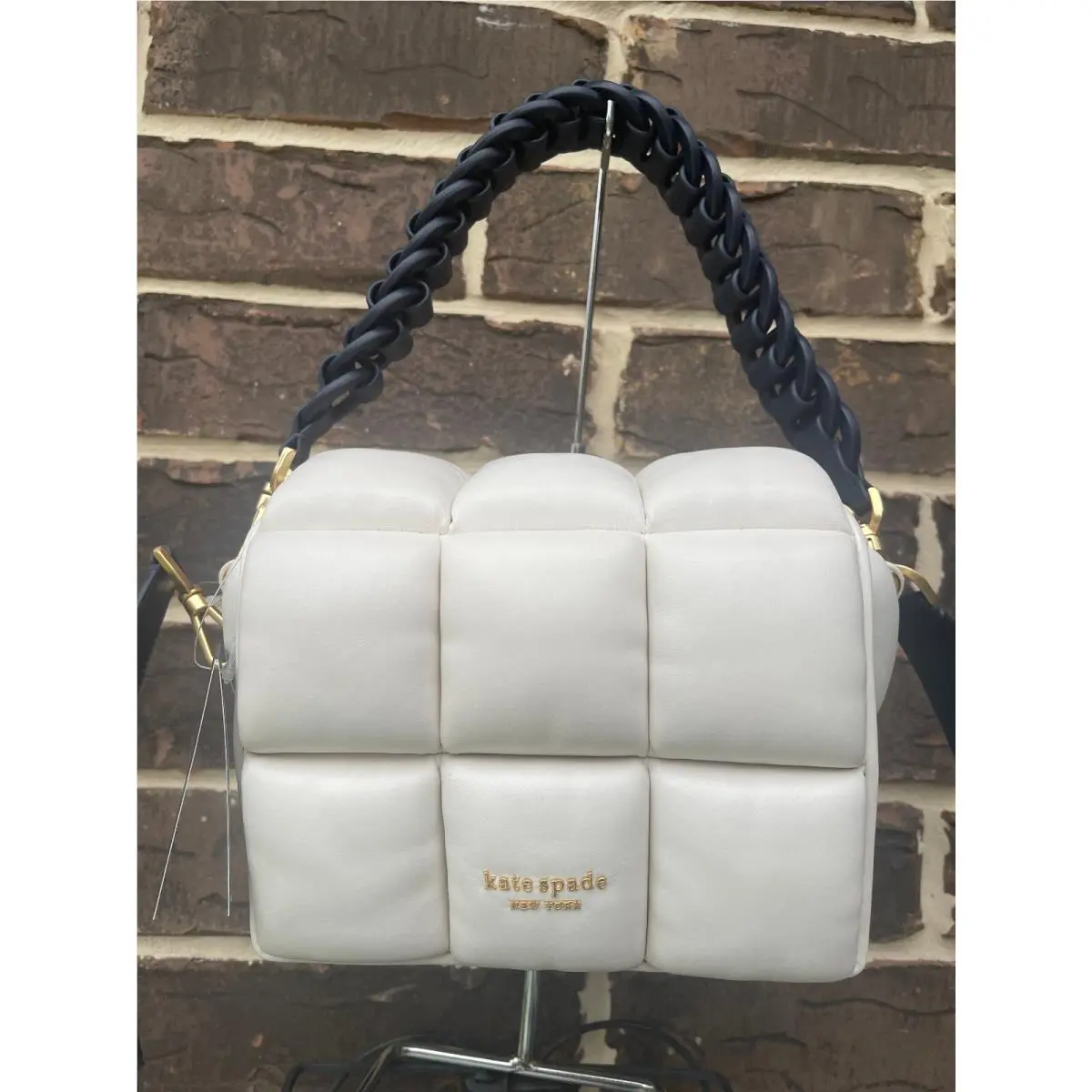 Kate Spade Boxxy 3D Leather Rubix Cube Crossbody Cream Navy