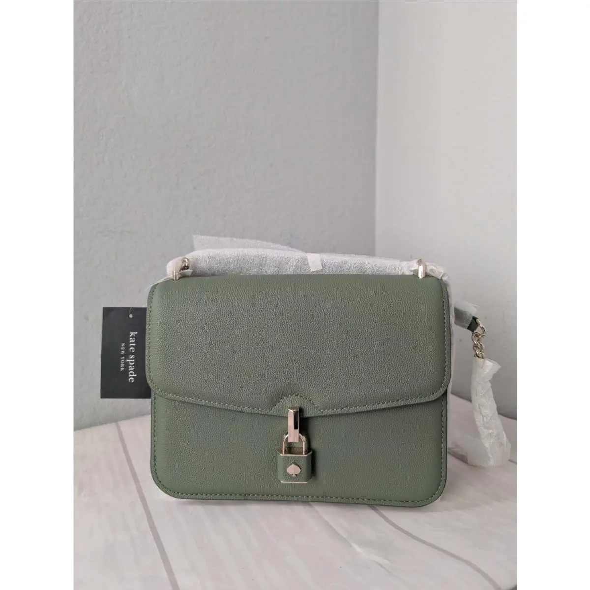 Kate Spade Locket Large Flap Shoulder Bag Blue Leather Purse KE898