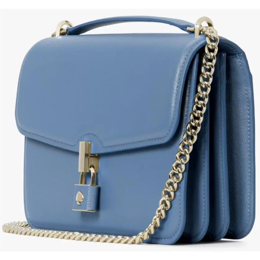 Kate Spade Locket Large Flap Shoulder Bag Blue Leather Purse KE898