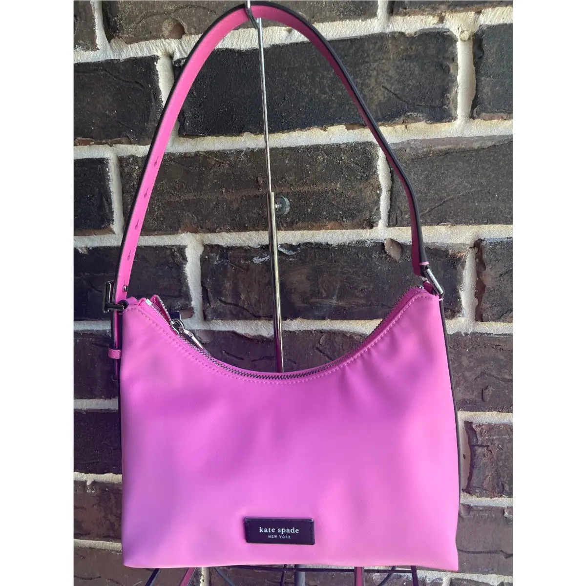 Kate Spade Sam Icon Pink Cloud Small Shoulder Bag Nylon Leather