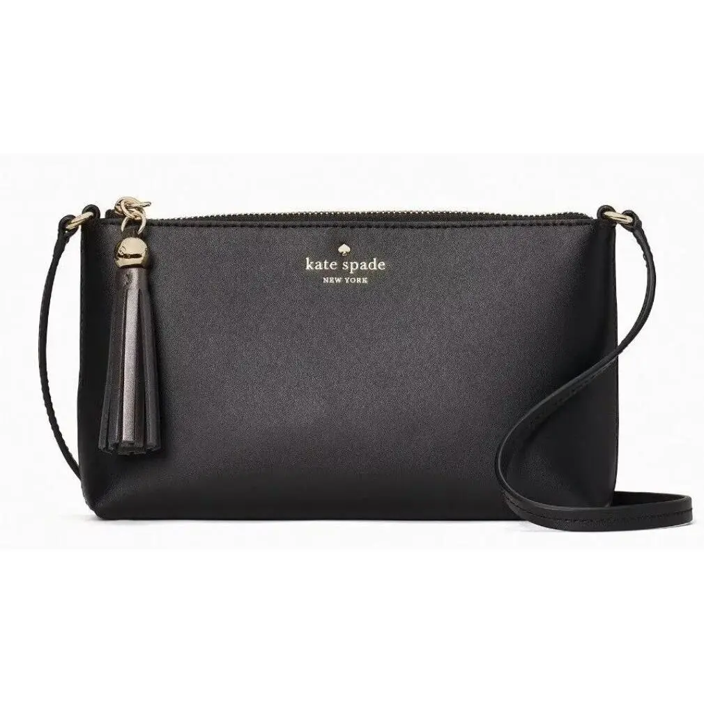 New Kate Spade Ivy Street Amy Black Leather Phone Crossbody Bag Handbag - Black
