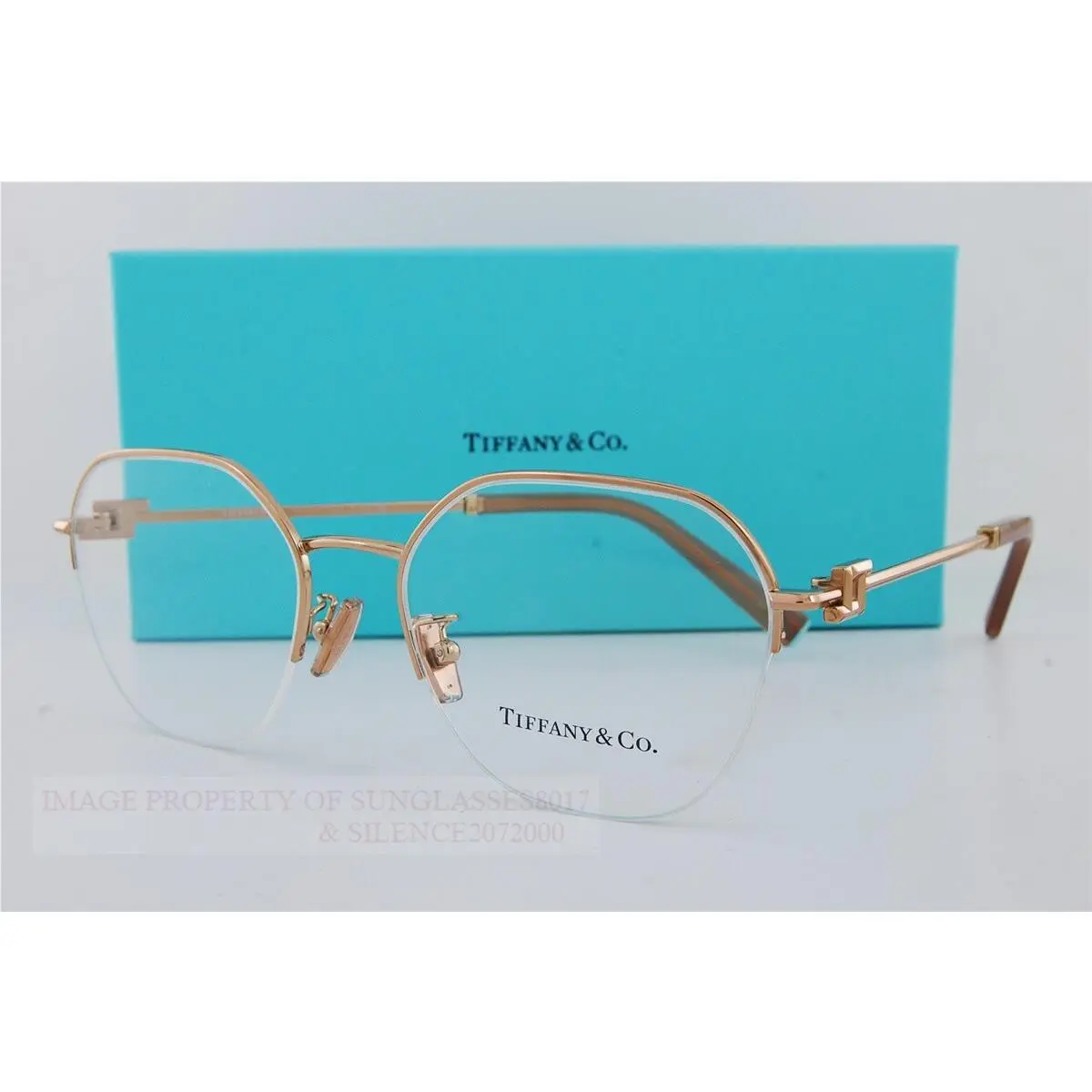 Tiffany Co. Eyeglass Frames TF 1167D 6105 Gold Half Rim 53mm Women